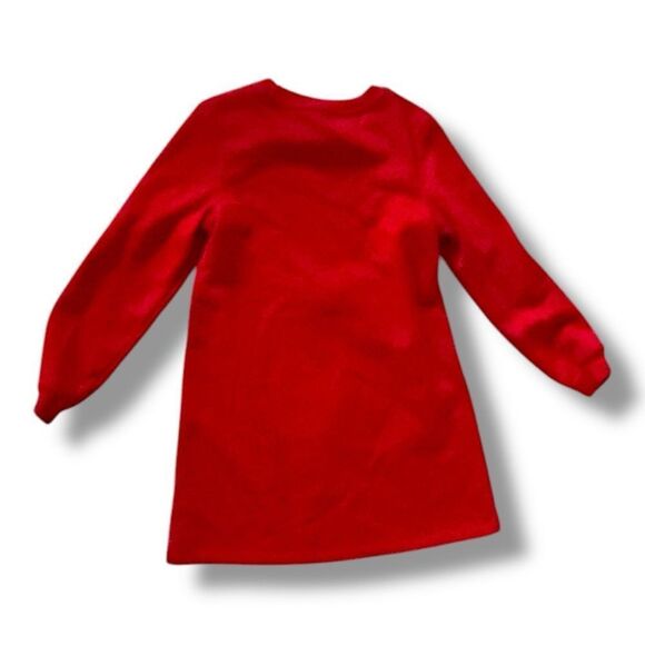 Mini Boden | EUC Brilliant Red Christmas Tree Cosy Appliqué Sweatshirt Dress 7 8 - Picture 4 of 6